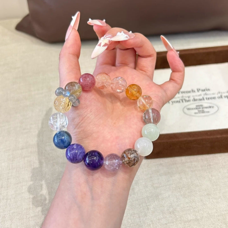 Natural crystal purple dragon crystal Duobao bracelet, citrine bracelet, amethyst gray moonlight transfer bead jewelry.