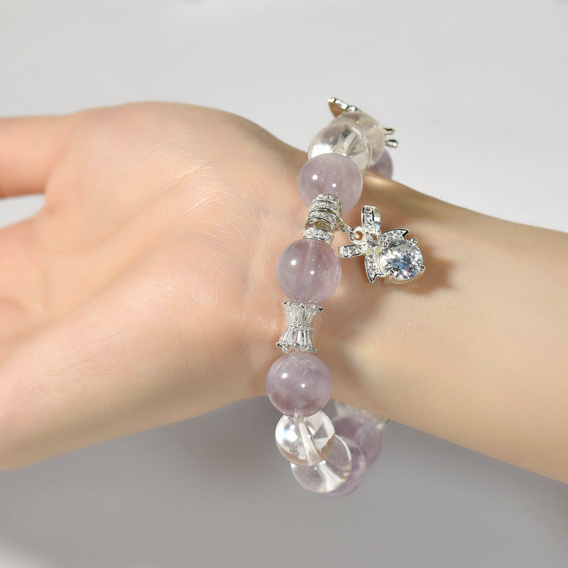 Butterfly Purple Rabbit Hair Crystal Bracelet Fashion Versatile Design Bracelet