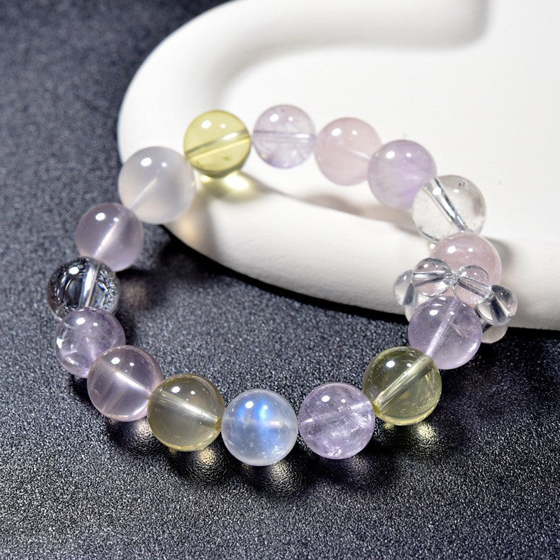 Natural powder crystal aquamarine amethyst bracelet Duobao bracelet.