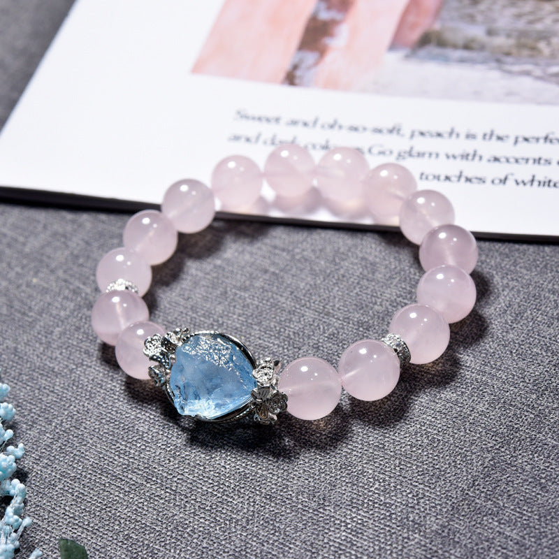 Natural powder crystal bracelet recruit peach blossom light luxury sweet beautiful woman