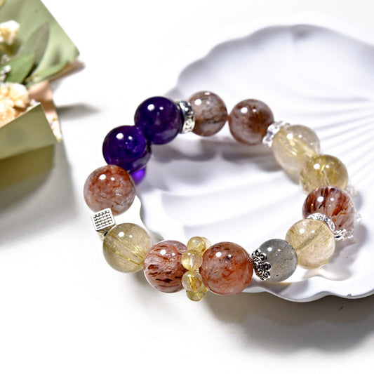 Natural crystal bracelet DIY amethyst black gold super golden hair crystal bracelet.
