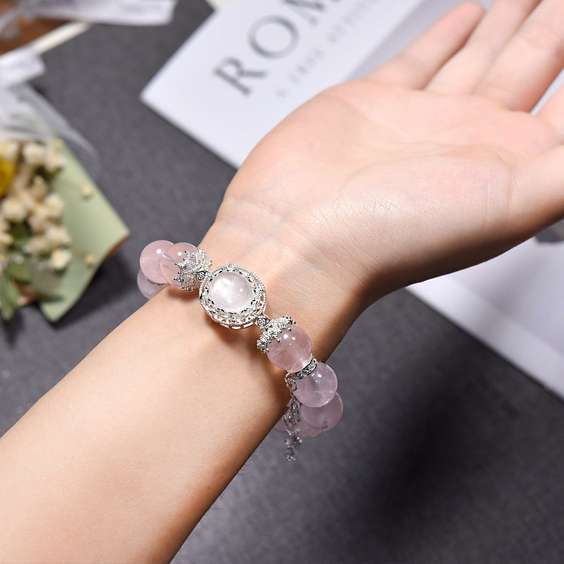 Natural Pink Crystal Fashion Versatile Women's Bracelet