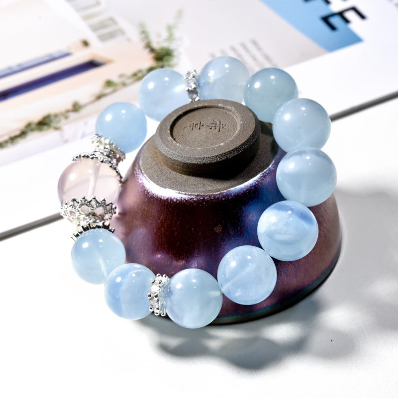 Natural Aquamarine bracelet, fresh, fashionable and atmospheric women's bracelet.
