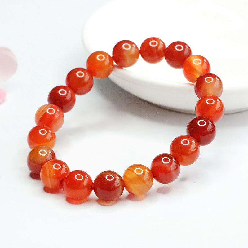 Natural agate bracelet, silk striped chalcedony bracelet.