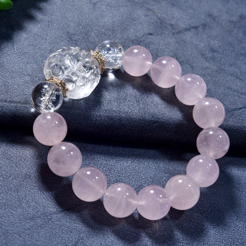 Natural Pink Crystal Bracelet White Crystal Fox Bracelet