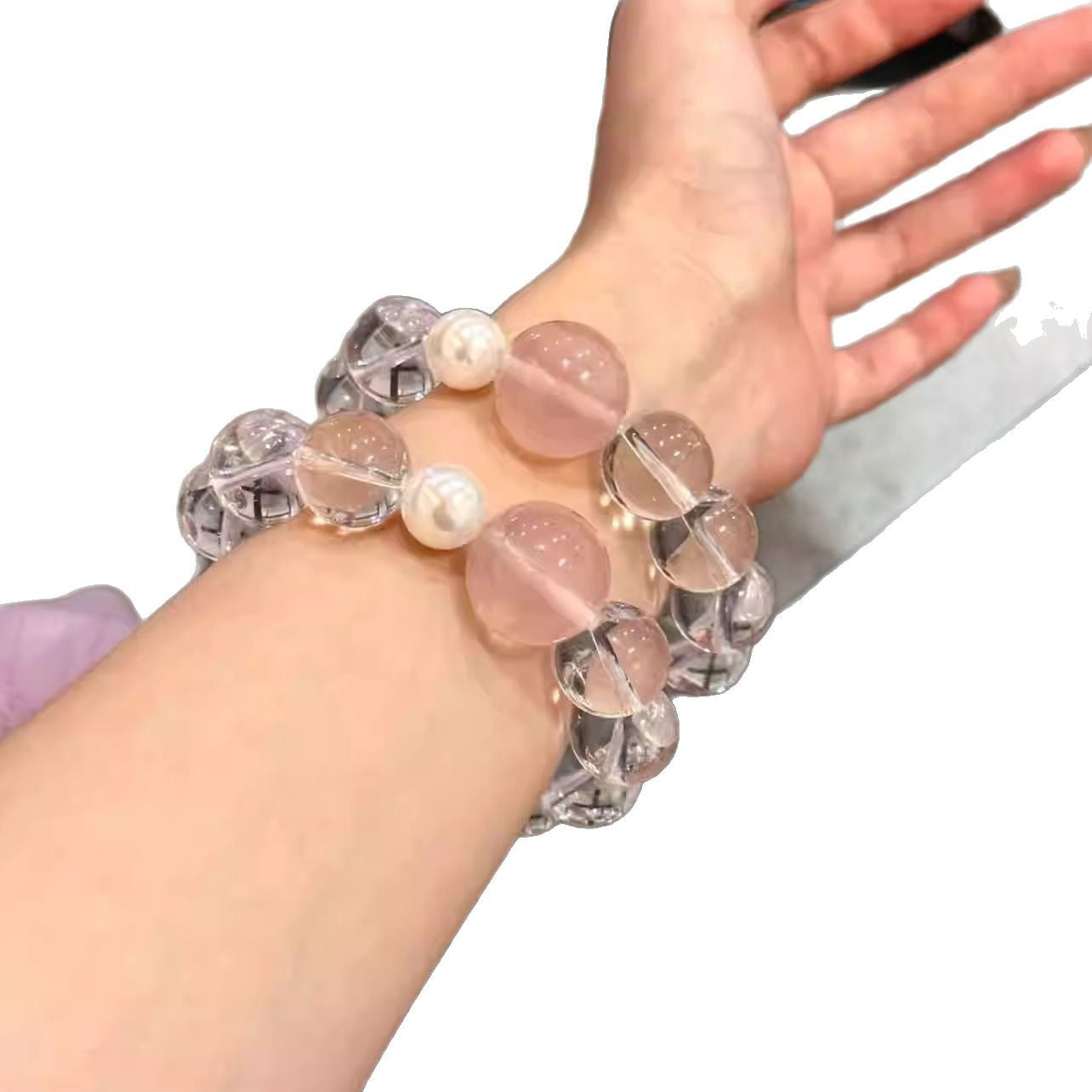 2025 Natural 8A Collection Grade Brazilian White Crystal Pink Crystal Bracelet Gift Original Design Bracelet