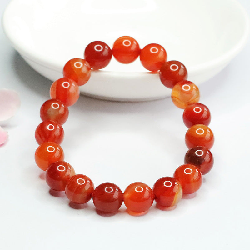 Natural agate bracelet, silk striped chalcedony bracelet.