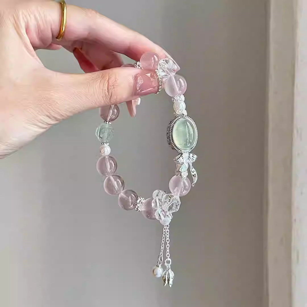 Natural chalcedony magic box citrine powder crystal green Asai bracelet stabilizes mood and confidence helps sleep lucky bracelet