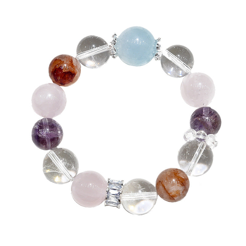 Natural powder crystal aquamarine amethyst bracelet Duobao bracelet.