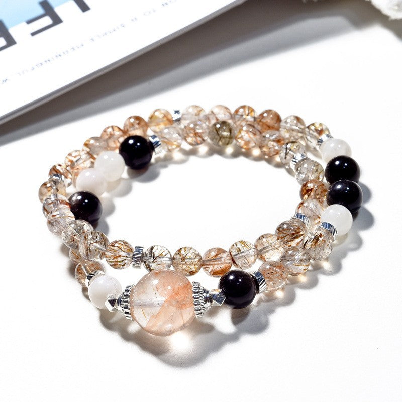 Black gold super seven bracelet get rich new design natural white crystal bracelet