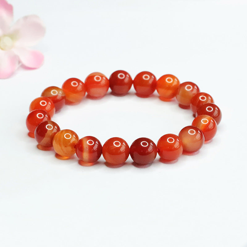 Natural agate bracelet, silk striped chalcedony bracelet.