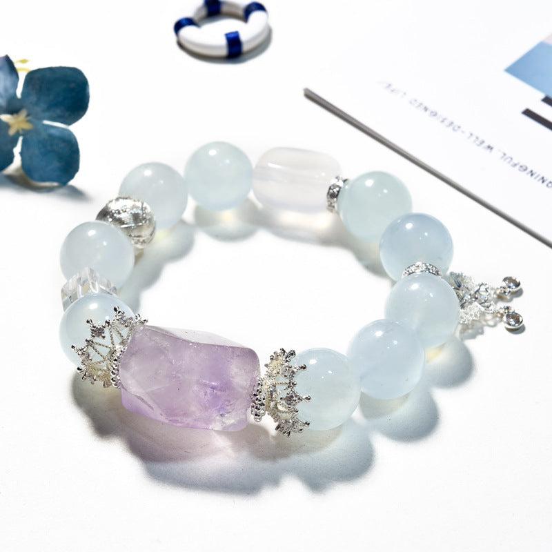 Natural aquamarine bracelet bead amethyst with shape and color retention butterfly bracelet