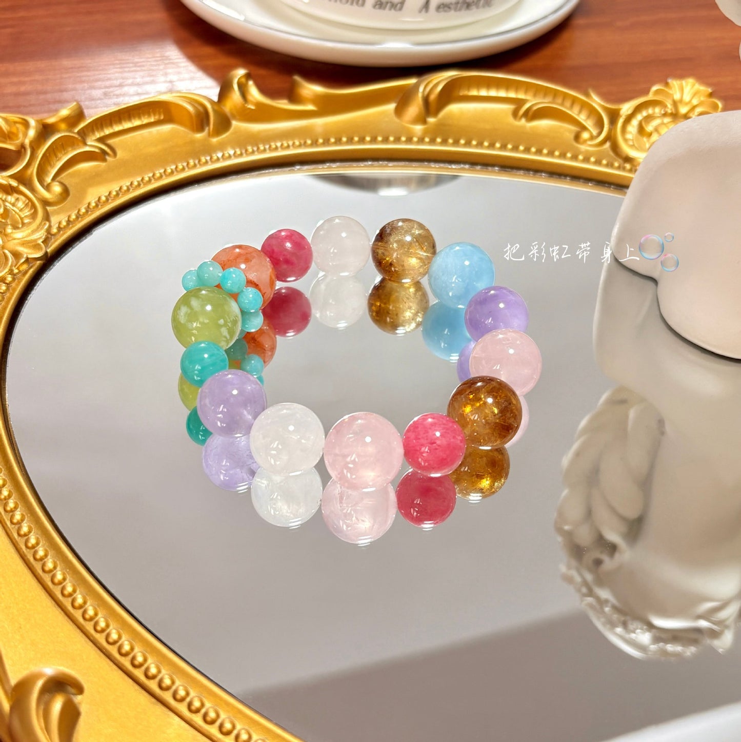 Natural dopamine rainbow large particle Duobao crystal bracelet high value exquisite temperament jewelry