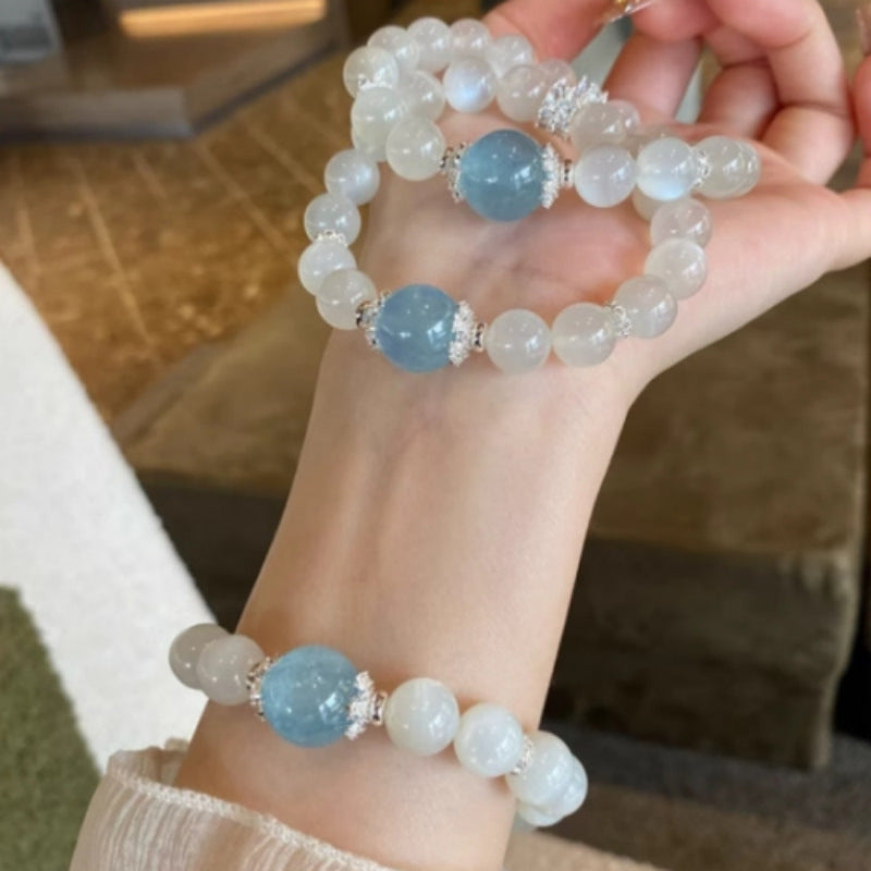 Natural White Moonstone Aquamarine Bracelet Yellow Tower Crystal Shore Amethyst Purple Tower Crystal Citrine Bracelet