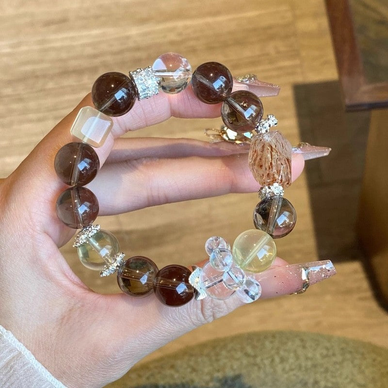 Black Gold Super Seven Natural Crystal Bracelet Sunstone Citrine Career Healthy Emotions Advanced Sense Bracelet
