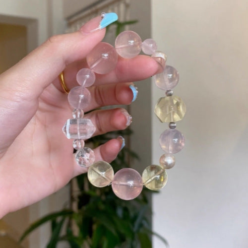 Natural powder crystal citrine nine-tailed fox bracelet female white crystal dragon turtle recruit peach blossom fortune transfer girlfriend bracelet