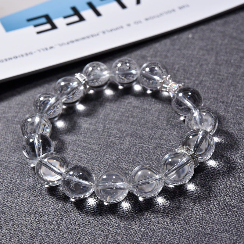 Natural white crystal bracelet, women's micro-inlaid zircon waist beads, almost pure body bracelet, plain circle, simple and clear white crystal bracelet.
