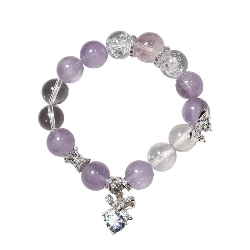 Butterfly Purple Rabbit Hair Crystal Bracelet Fashion Versatile Design Bracelet