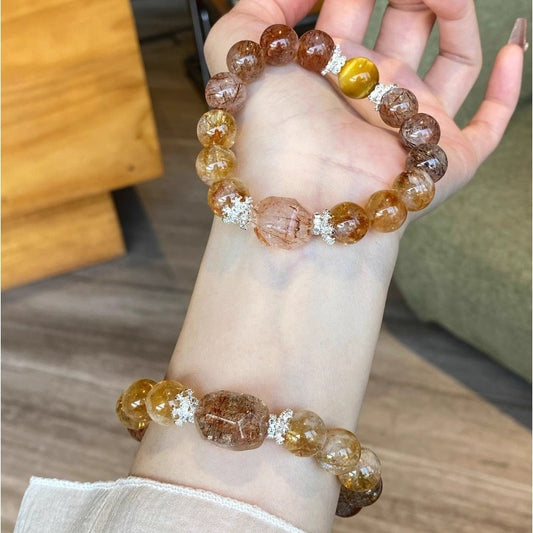 Black Gold Super Seven Natural Crystal Bracelet Sunstone Citrine Career Healthy Emotions Advanced Sense Bracelet