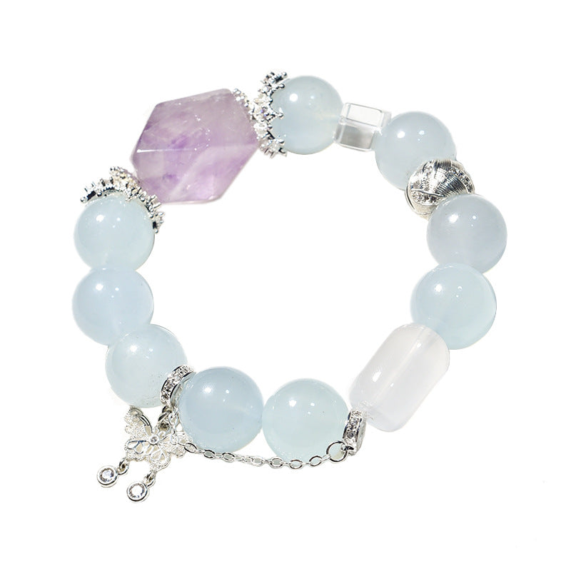 Natural aquamarine bracelet bead amethyst with shape and color retention butterfly bracelet