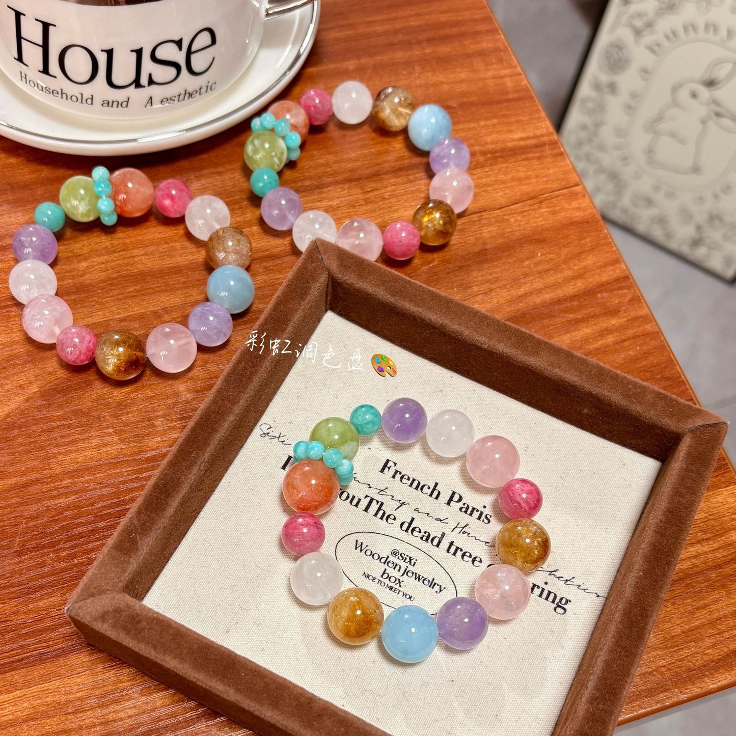 Natural dopamine rainbow large particle Duobao crystal bracelet high value exquisite temperament jewelry