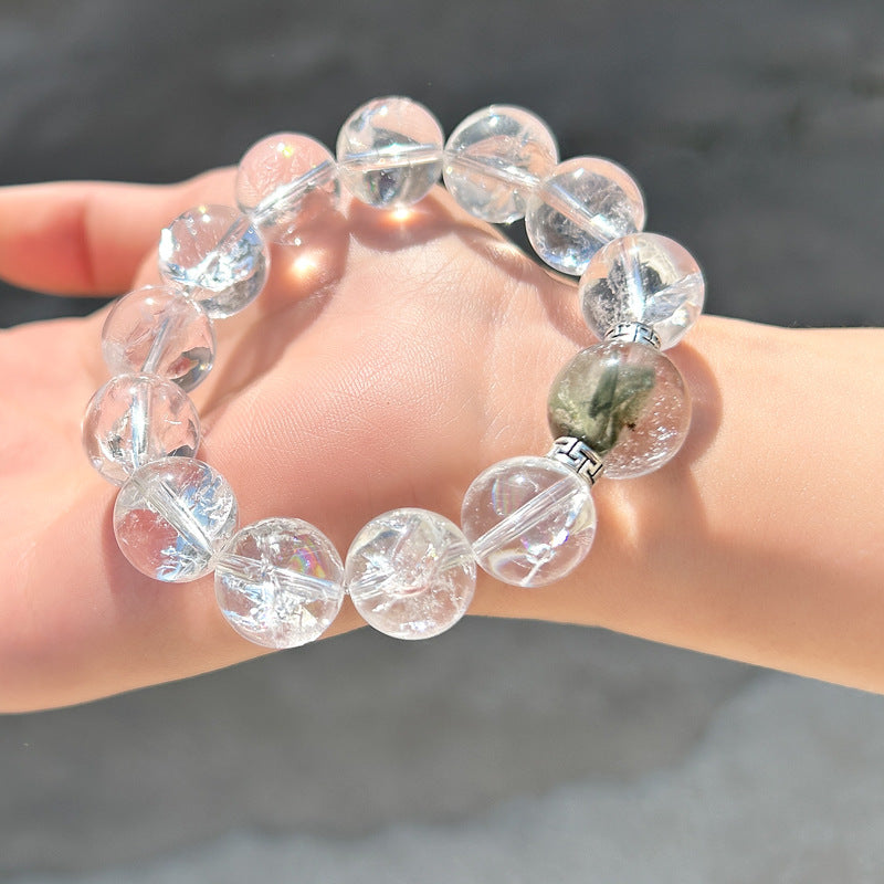 Natural White Crystal Asai Bracelet Green Ghost Bead Separator Crystal Bracelet