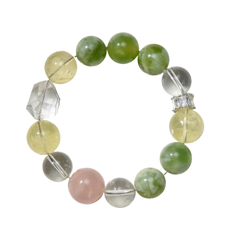 Natural pink purple and citrine crystal Duobao candy bracelet, fresh and sweet macaron girl bracelet.