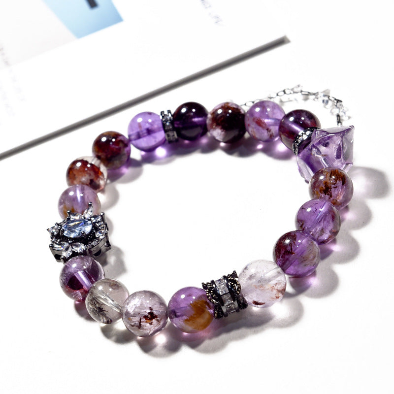 Purple Ghost Bracelet Natural Amethyst Contour Bracelet