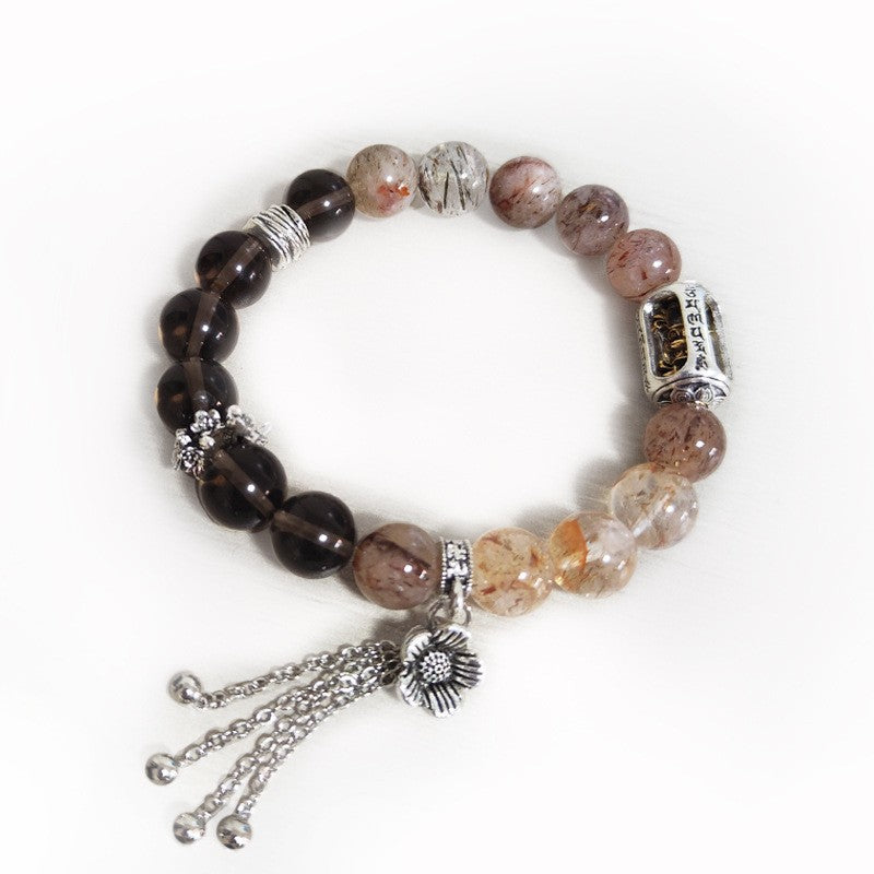 Black gold super seven bracelet get rich new design natural white crystal bracelet