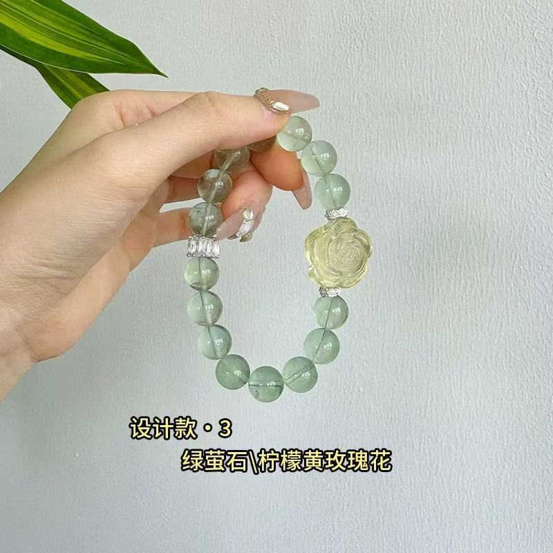 Natural Lemon Citrine Green Fluorite Bracelet Women's Suitable for Summer Clear Jewelry