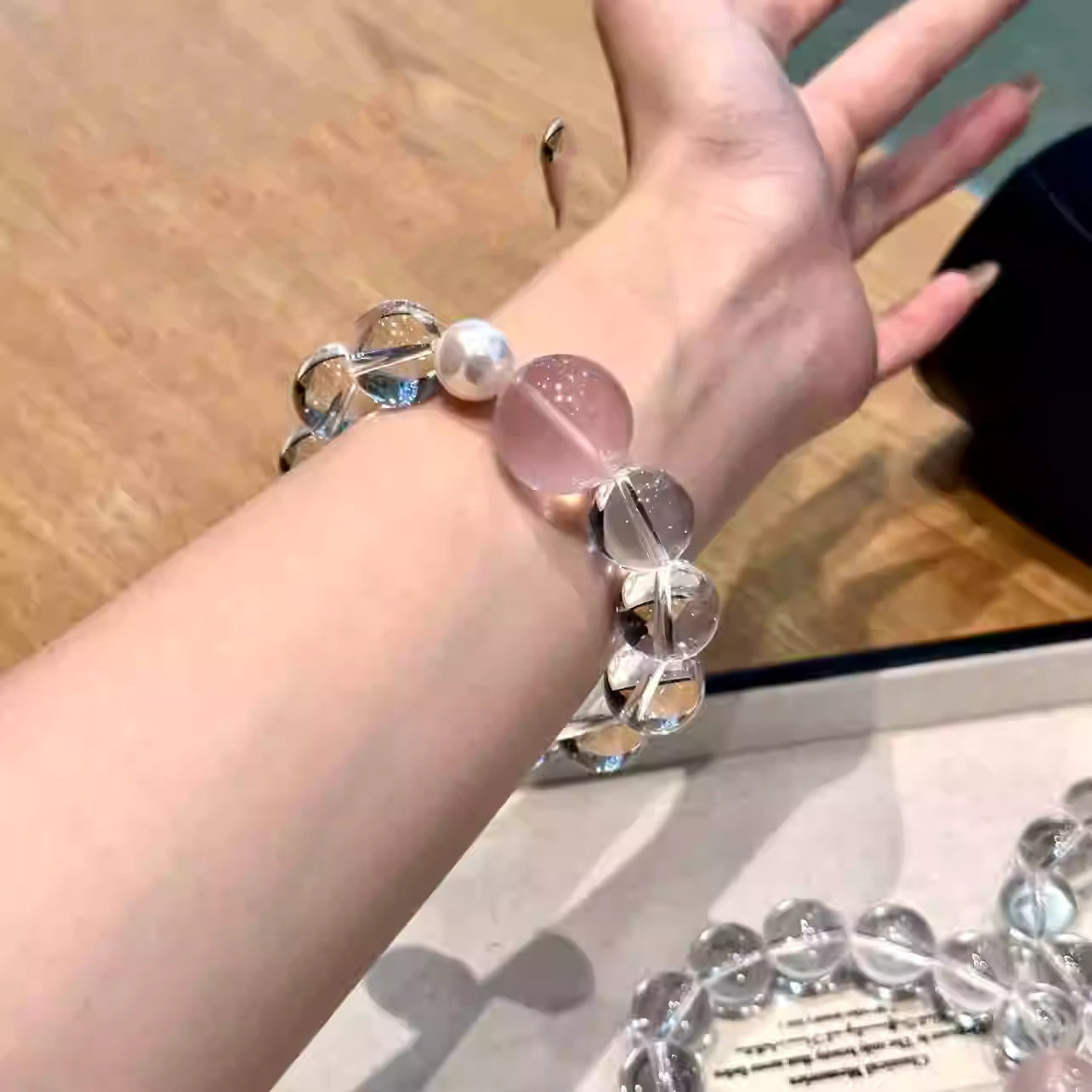 2025 Natural 8A Collection Grade Brazilian White Crystal Pink Crystal Bracelet Gift Original Design Bracelet