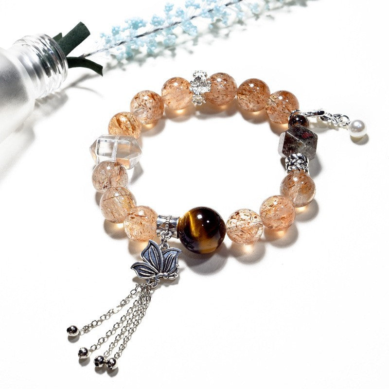 Black gold super seven bracelet get rich new design natural white crystal bracelet