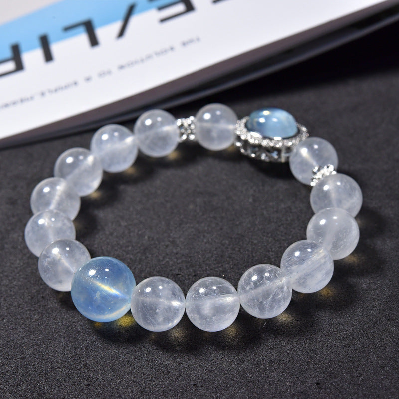 Natural blue moonstone bracelet Aquamarine elongated stone magic box bracelet.