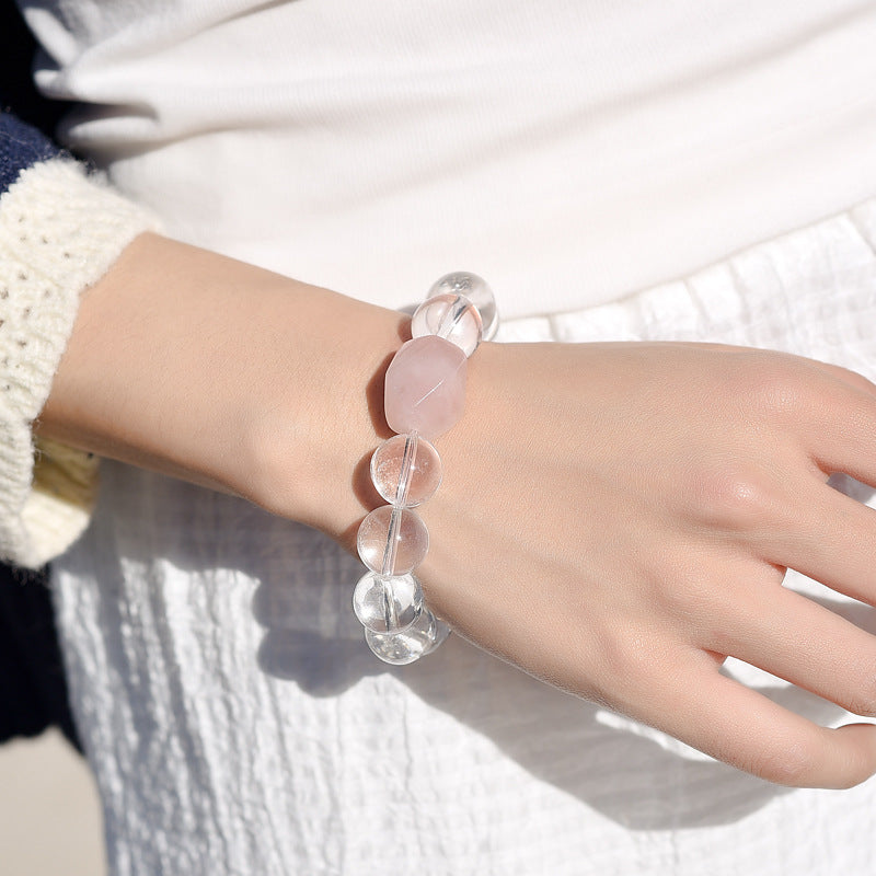 Natural white crystal bracelet light luxury Internet celebrity wind powder crystal bracelet