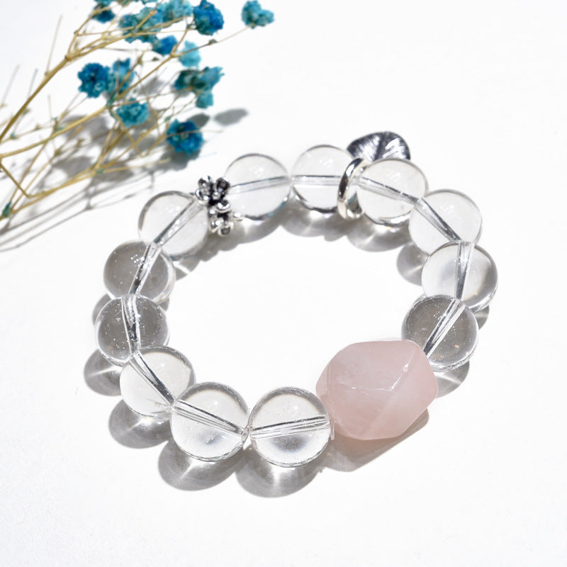 Natural white crystal bracelet light luxury Internet celebrity wind powder crystal bracelet