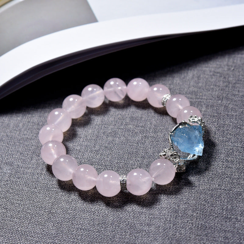 Natural powder crystal bracelet recruit peach blossom light luxury sweet beautiful woman