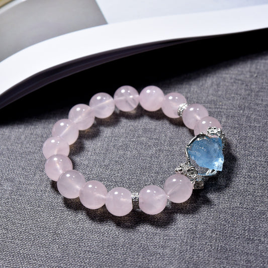 Natural powder crystal bracelet recruit peach blossom light luxury sweet beautiful woman