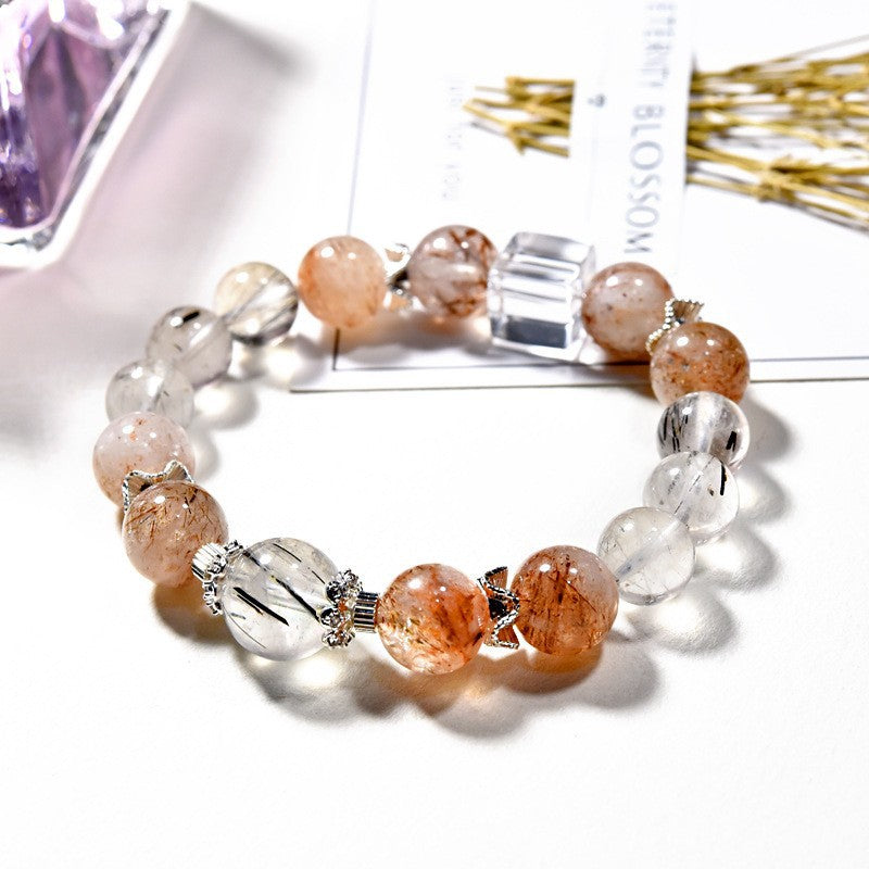 Black gold super seven bracelet get rich new design natural white crystal bracelet