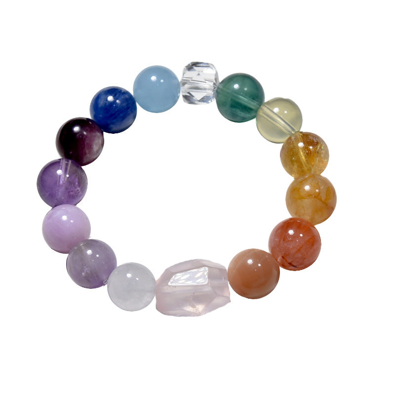 Natural Duobao crystal bracelet with Huangta crystal lavender aquamarine powder crystal
