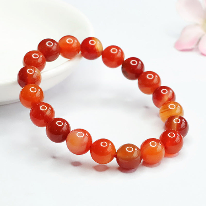 Natural agate bracelet, silk striped chalcedony bracelet.
