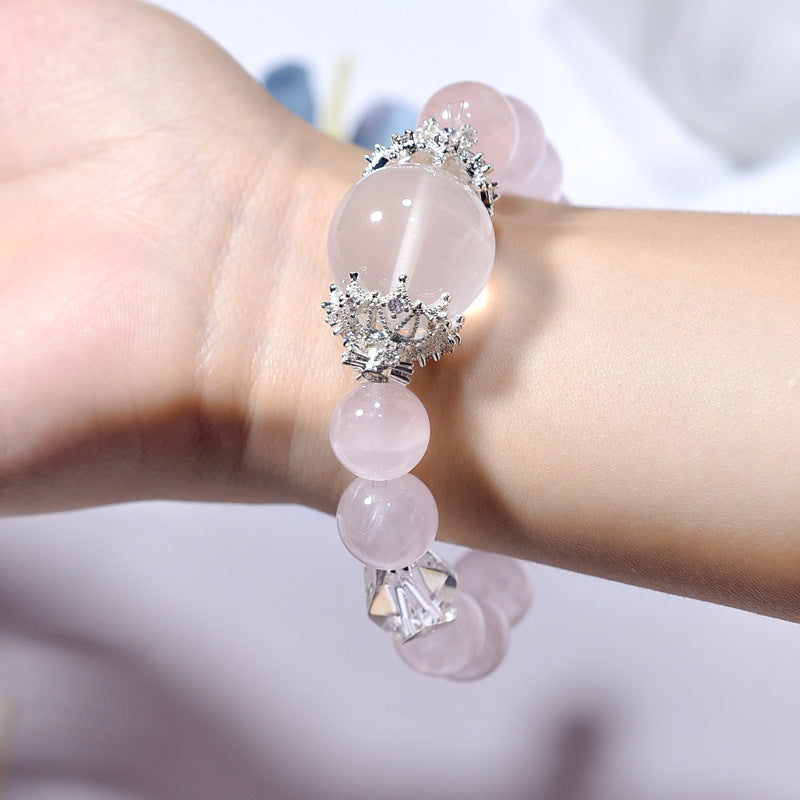 Natural powder crystal bracelet recruit peach blossom light luxury sweet beautiful woman