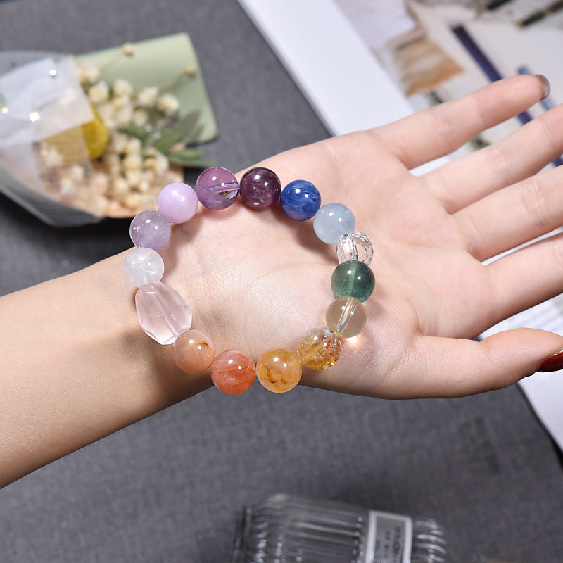 Natural Duobao crystal bracelet with Huangta crystal lavender aquamarine powder crystal