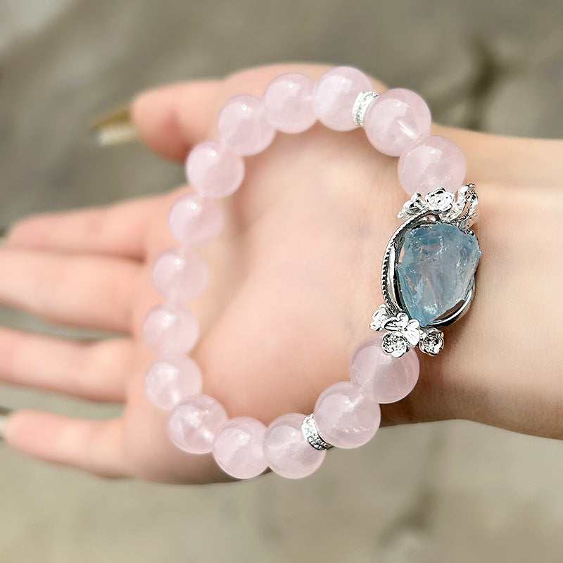 Natural powder crystal bracelet recruit peach blossom light luxury sweet beautiful woman