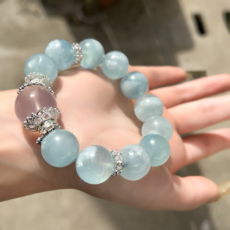 Natural Aquamarine bracelet, fresh, fashionable and atmospheric women's bracelet.