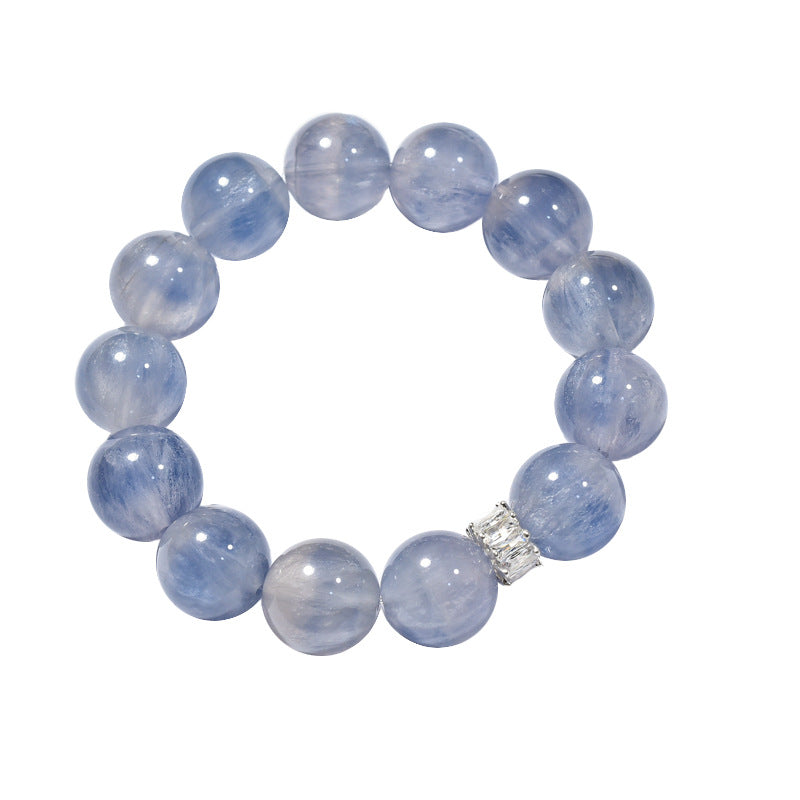 Natural brushed fluorite bracelet, blue light color fluorite crystal bracelet with micro-inlaid beads DIY fashion jewelry.