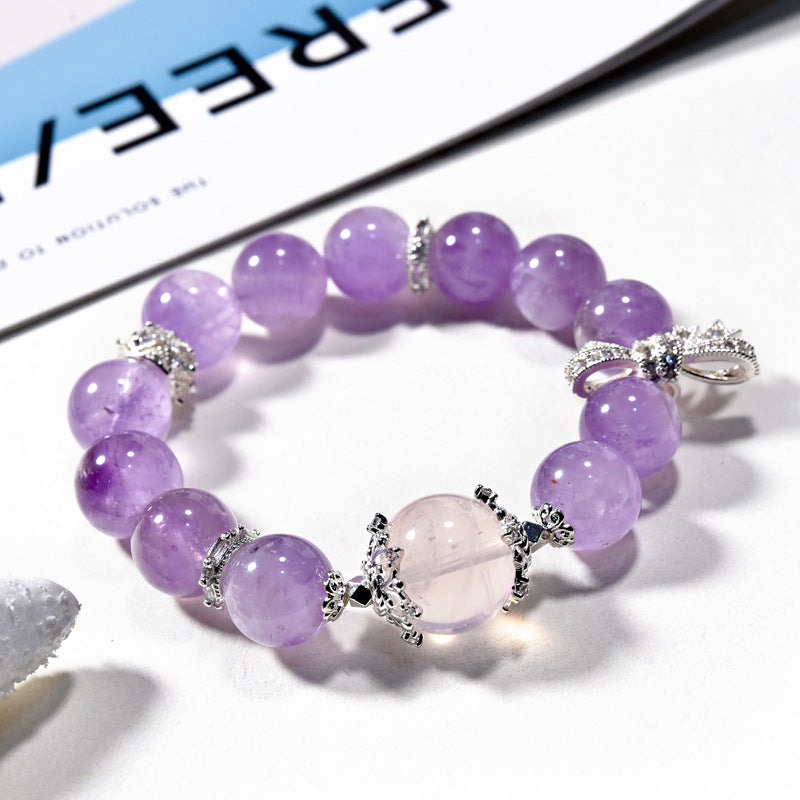 Natural lavender amethyst fashion original bracelet color retention slightly inlaid bow women's bracelet.