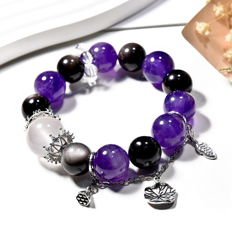 Natural amethyst purple rabbit fur design bracelet transfer bracelet