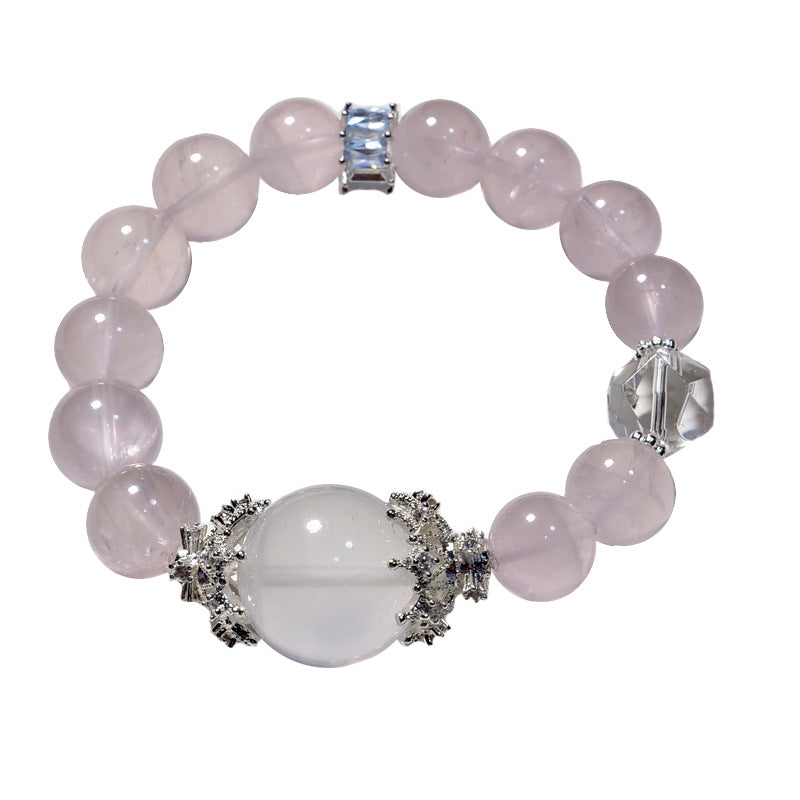 Natural powder crystal bracelet recruit peach blossom light luxury sweet beautiful woman