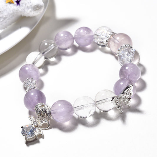 Butterfly Purple Rabbit Hair Crystal Bracelet Fashion Versatile Design Bracelet