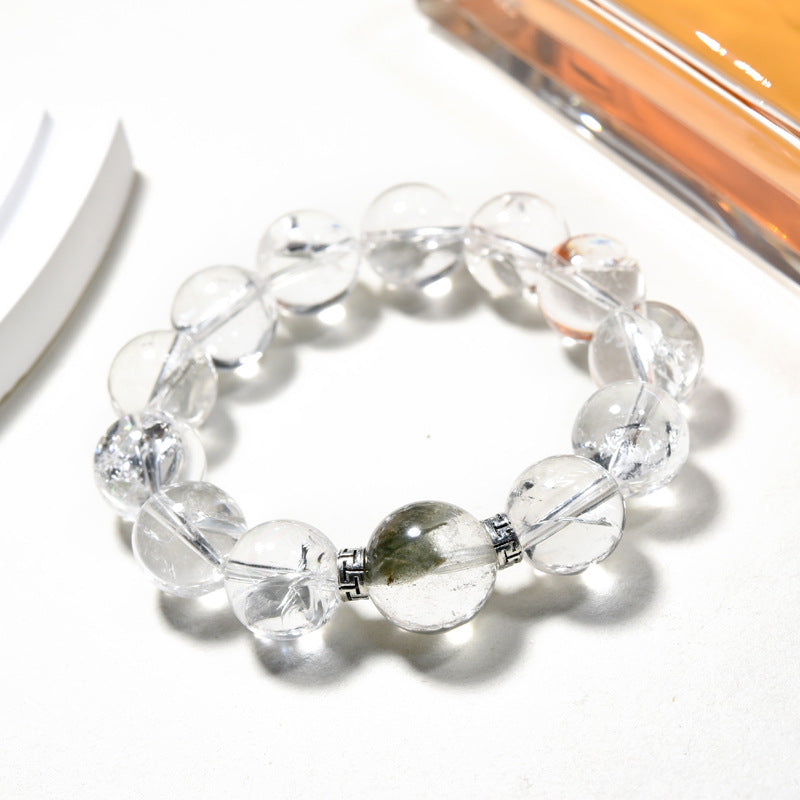 Natural White Crystal Asai Bracelet Green Ghost Bead Separator Crystal Bracelet